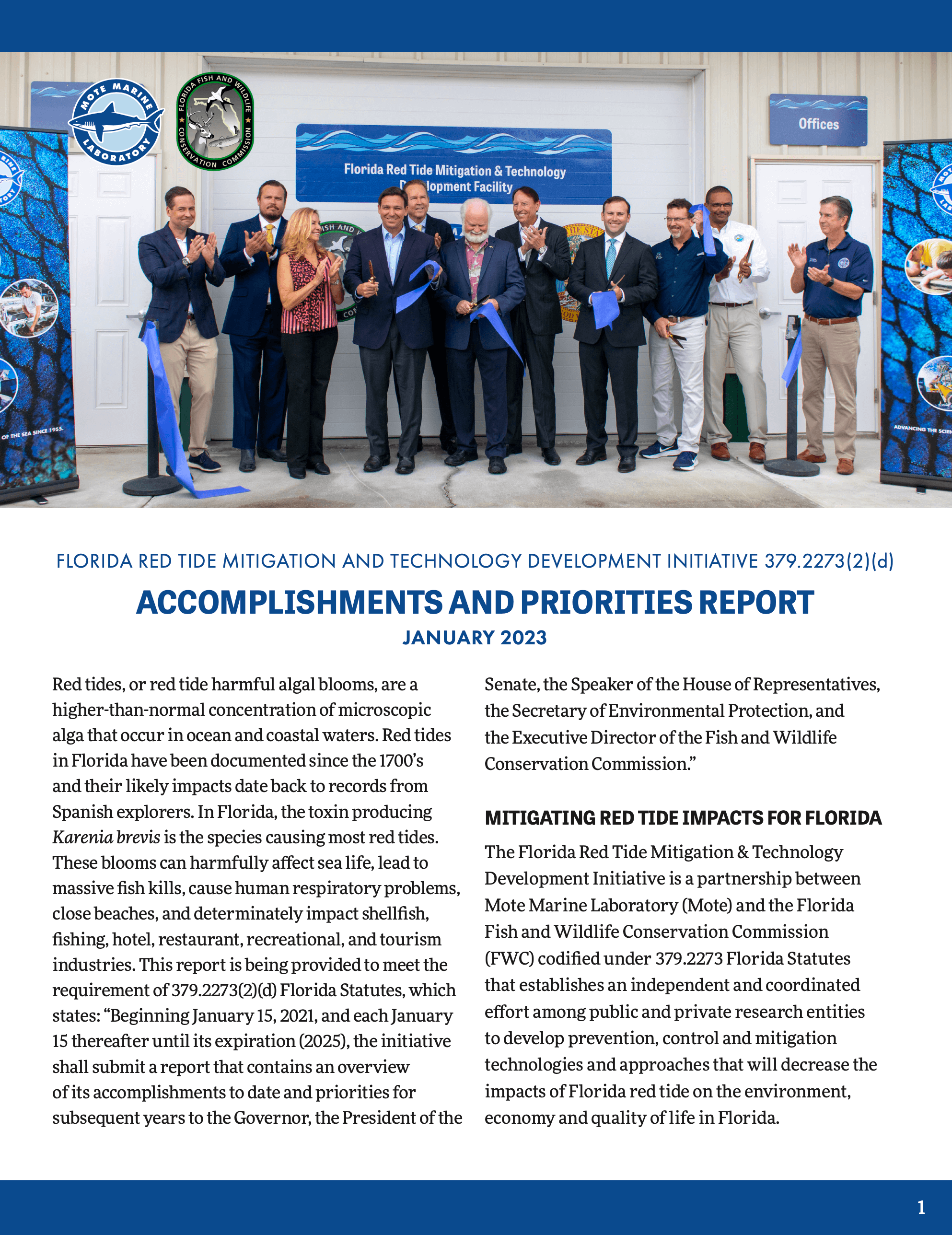 Accomplishments and priorities report for January 2023