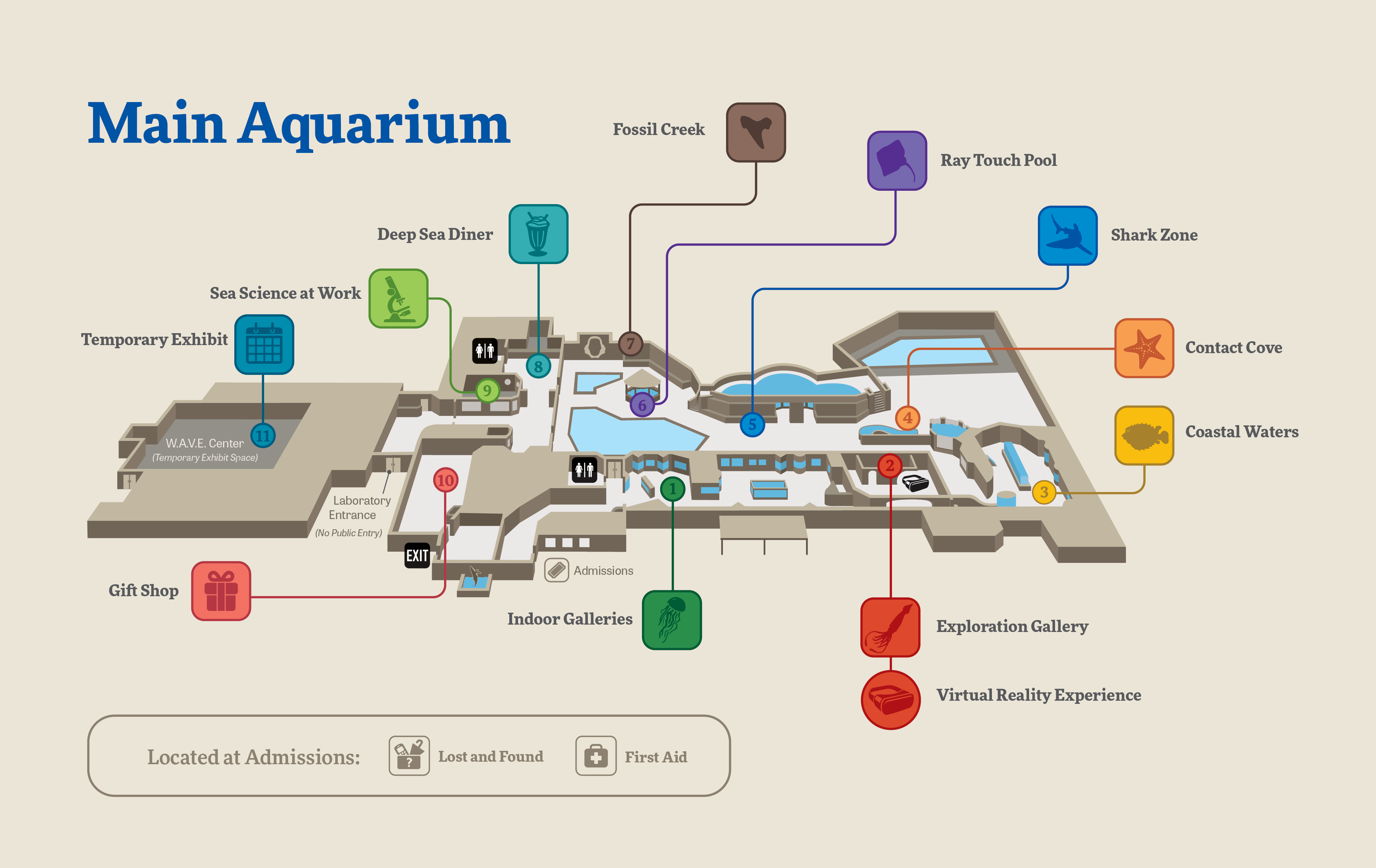 Mote Aquarium Visitor Map - Main Aquarium Floorplan