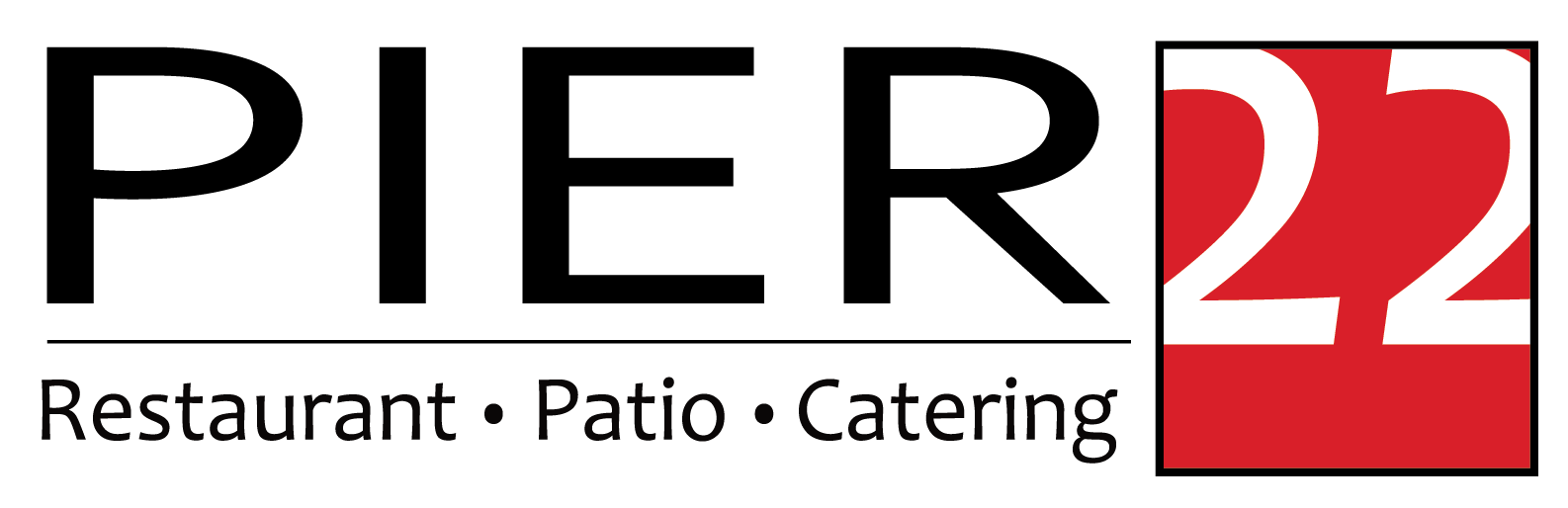Pier 22 logo, restaurant, patio, catering