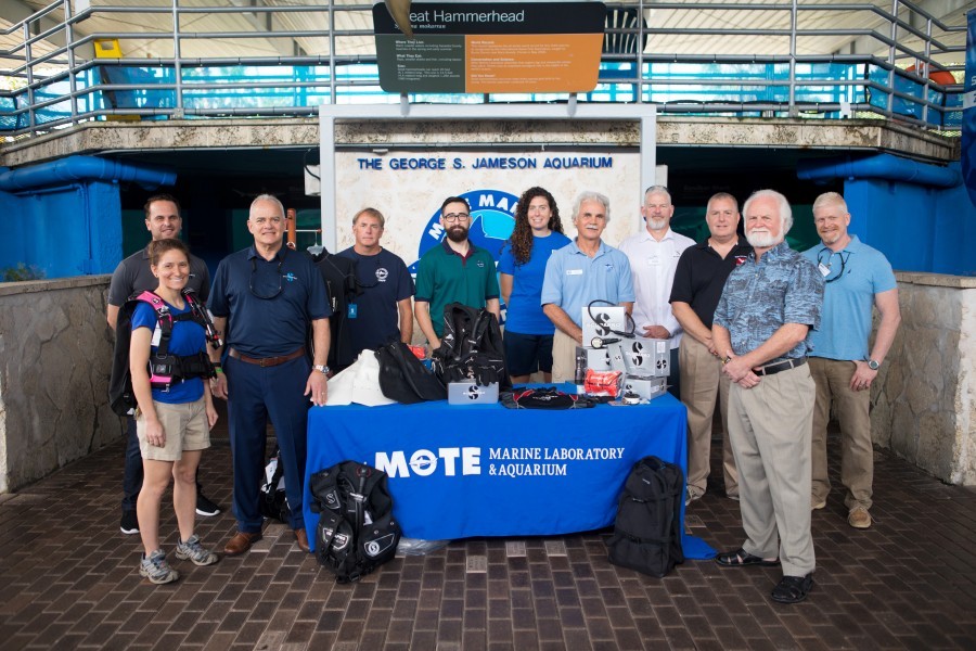Members of SCUBAPRO, Florida Underwater Sports and Mote Marine Laboratory & Aquarium gathered to celebrate.