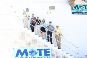 On Feb. 18, donors for Mote’s planned new facility on Summerland Key, Fla., celebrated demolition of old buildings there with Mote leaders and scientists. From left: Dr. David Vaughan, Executive Director of Mote’s Florida Keys facility, Nancy and Ric