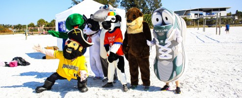 Seven mascots raced on March 1 to raise awareness for Mote's Run for the Turtles on April 2.