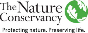 The Nature Conservancy logo. A green circle like the Earth, with leaves in place of continents. Protecting Nature. Preserving life.