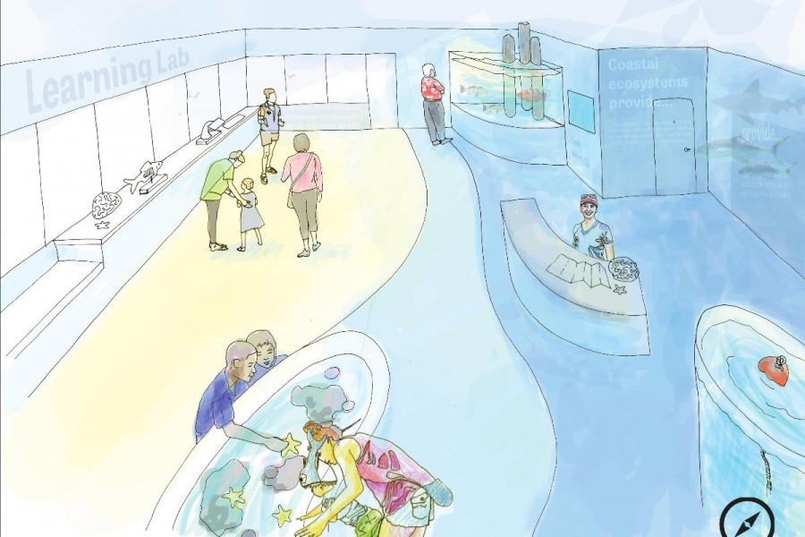 Rendering of proposed marine science education & outreach center.