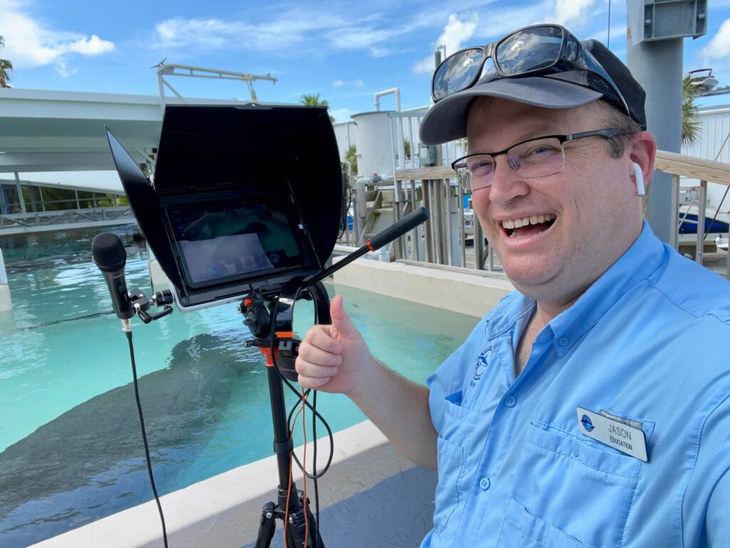 Jason Robertshaw uses audio-visual equipment to create virtual learning experiences for Mote SEA Trek