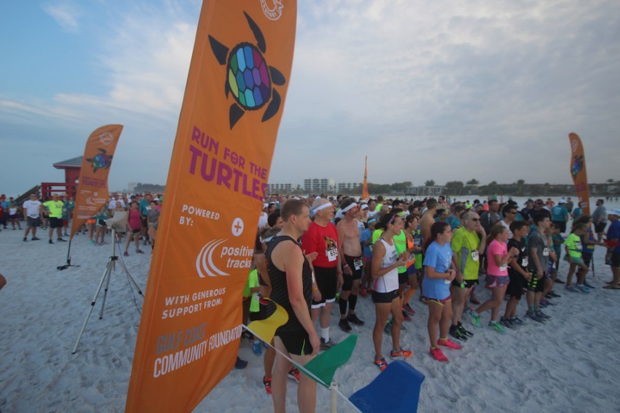 Runners wait at the Run for the Turtles starting line.