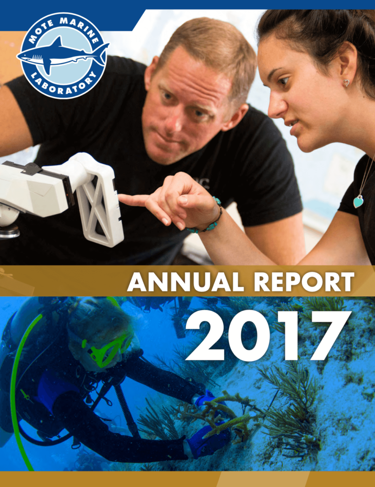 Cover of Mote Marine Laboratory's 2017 Annual Report publication.