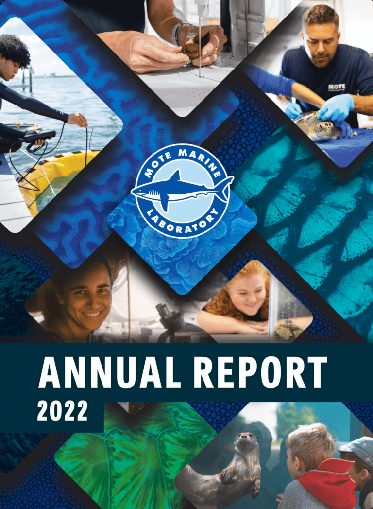 Cover of Mote Marine Laboratory's 2022 Annual Report publication.