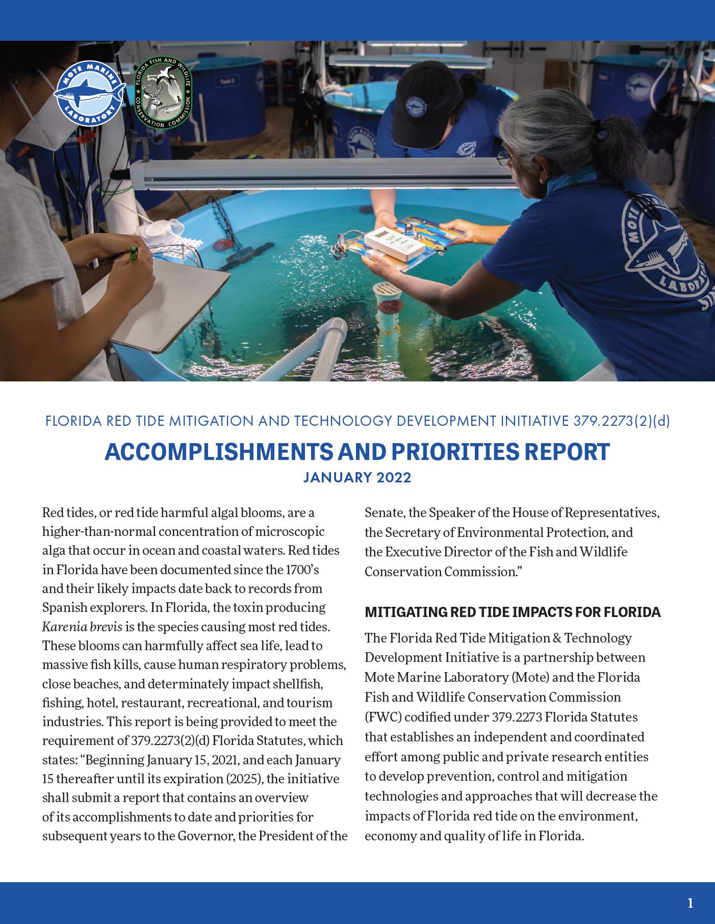Screenshot of the Red Tide Initiative report 2021