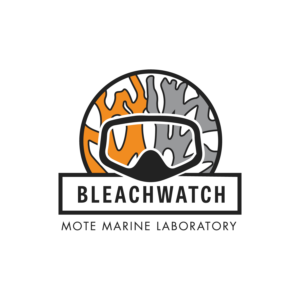 BleachWatch logo showing a dive mask framing coral that is turning from orange to light grey