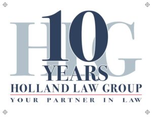 Holland Law Group 10 Year Anniversary Logo 2026